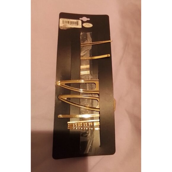 nOir Hair Clip Barrette Bobby Pin Set Piece Assorted Styles Gold & Rhinestone - Picture 3 of 3